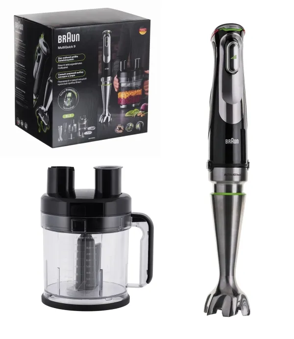 Braun MultiQuick 9 MQ 9195XLI, Nedsænkning blender, 2 L, Knusning af is, 1,2 m, 1200 W, Sort, Rustfrit stål