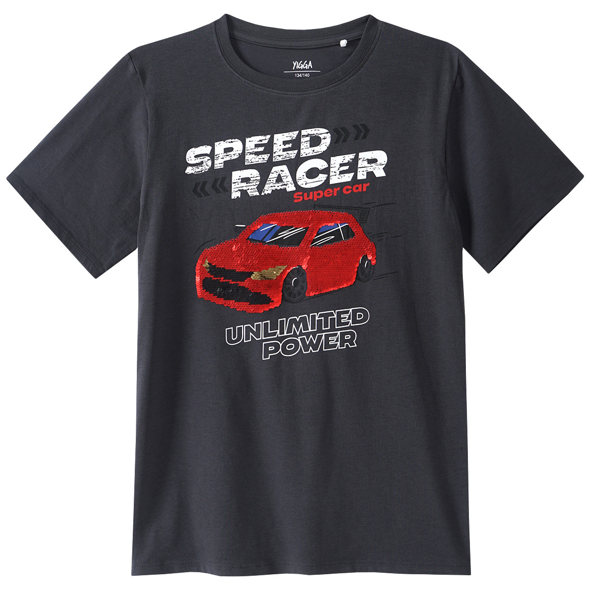 Yigga Jungen T-Shirt mit Wendepailletten dunkelgrau