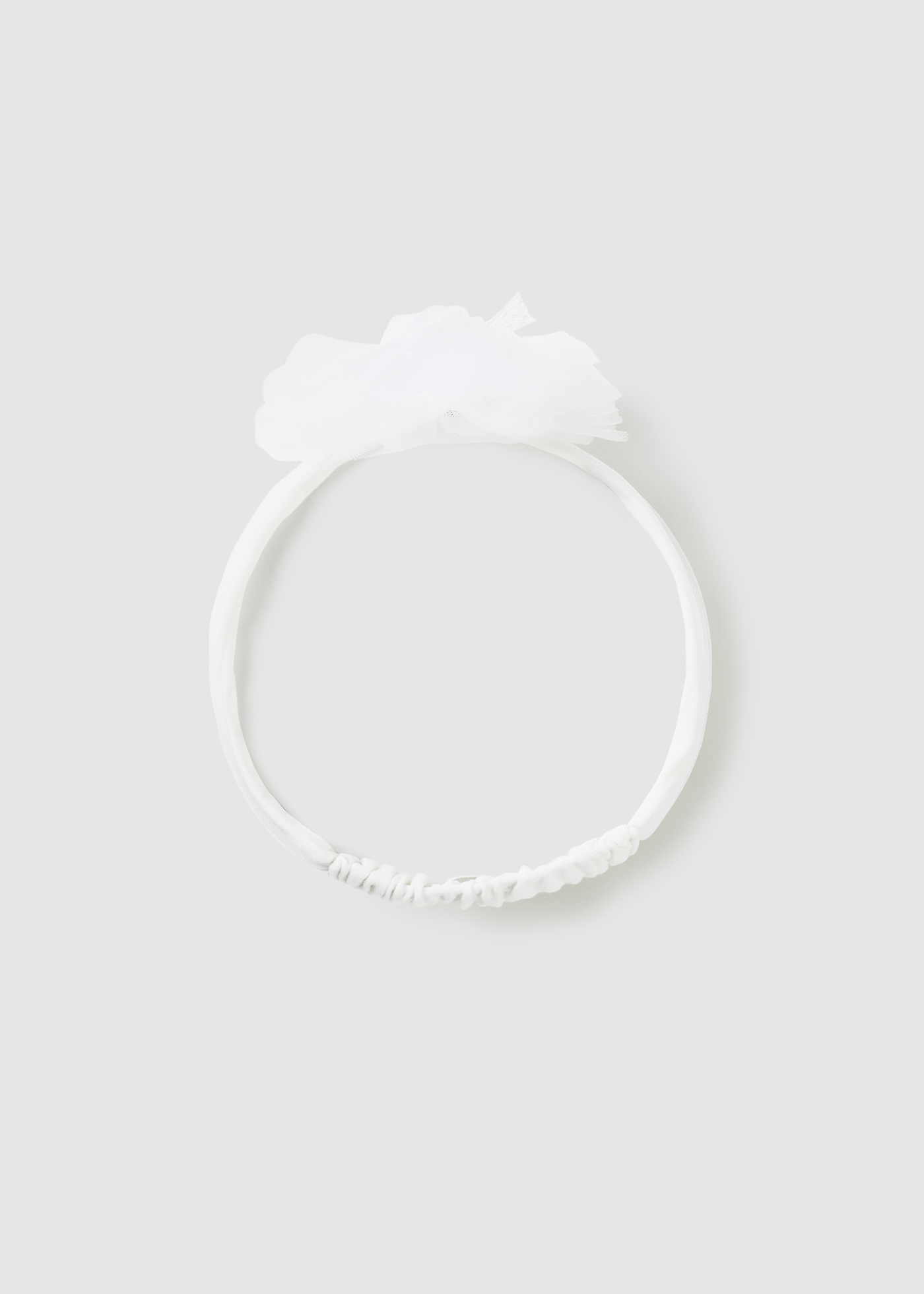 Faixa de cabeça elástica de tule com flor Jade para recém-nascidos