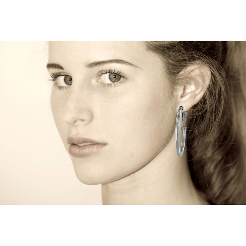 Boucles d'Oreilles Acier Créoles Rondes 6cm