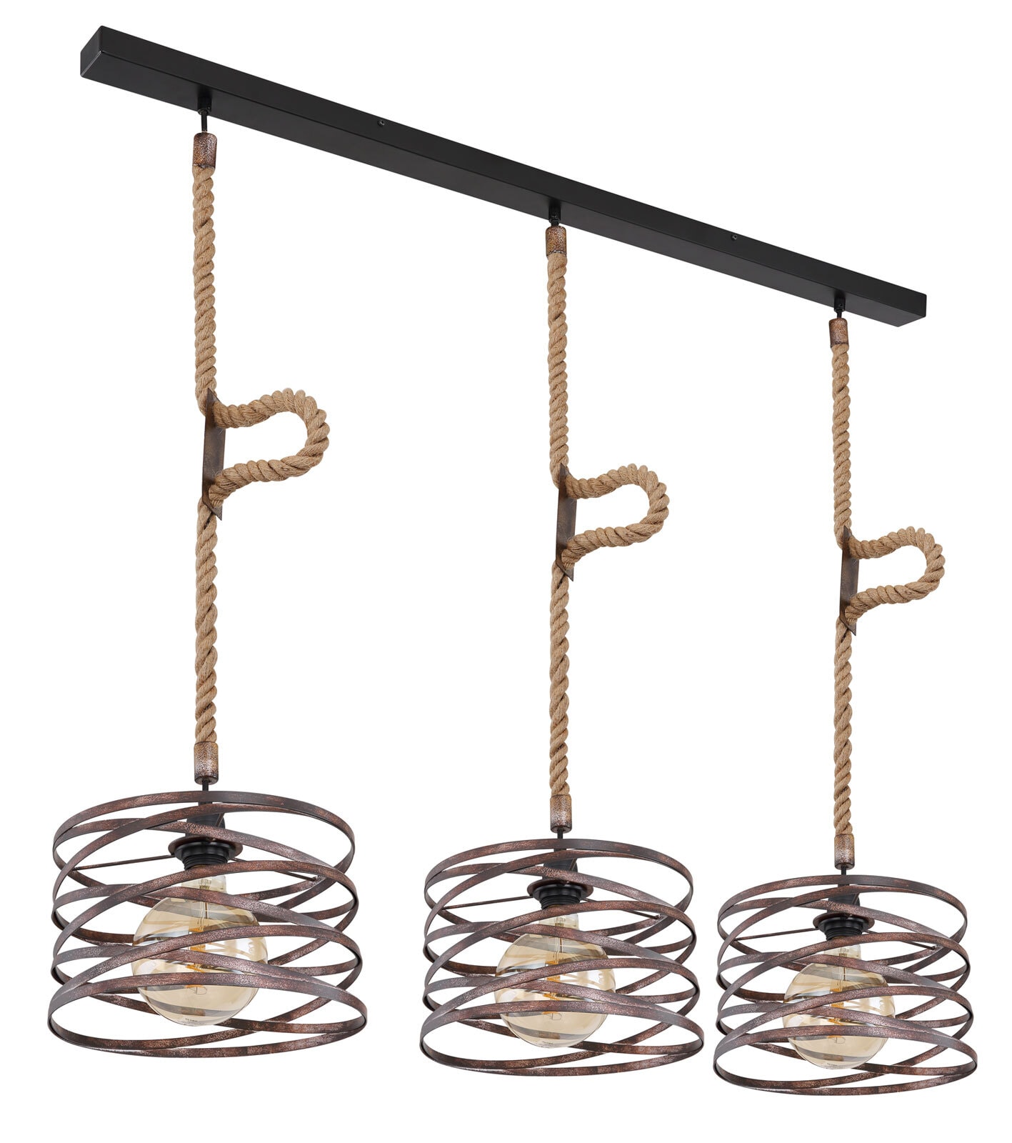 GLOBO Retrofit Pendelleuchte Marco 115x120 cm rostfarbig