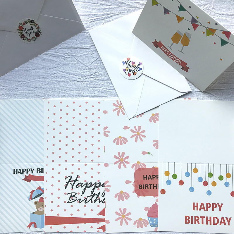 (13-tlg. Set) Glückwunschkarten Geburtstags Doppelkarten inkl. Sticker   Umschläge - Happy Birthday / Luftballon