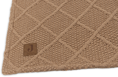 Jollein Strikket Teppe Rutemønster med Teddy-fleece, Biscuit
