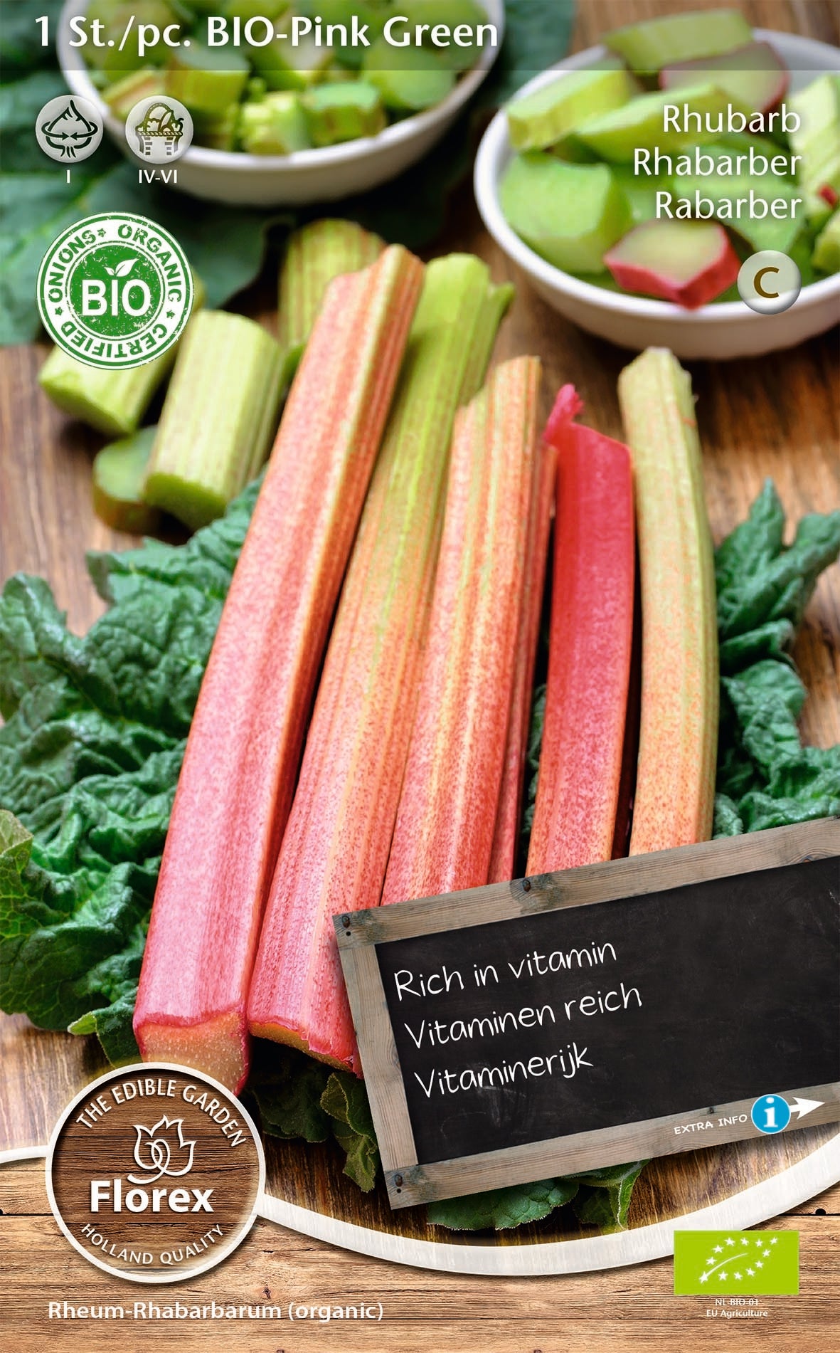 Florex bio rabarber (Rheum 'Pink Green')