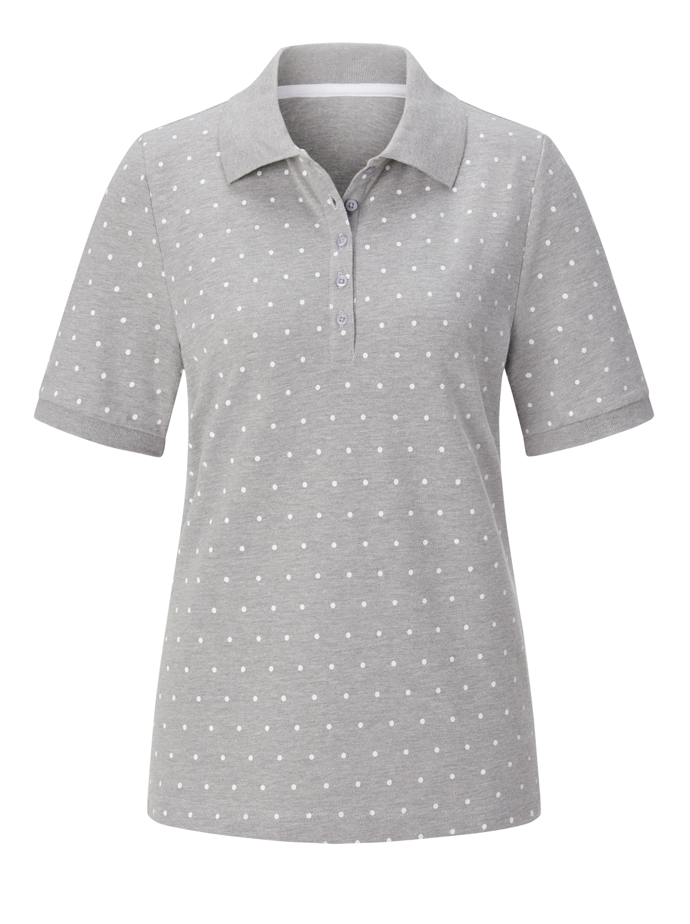 Poloshirt in grau-meliert-getupft