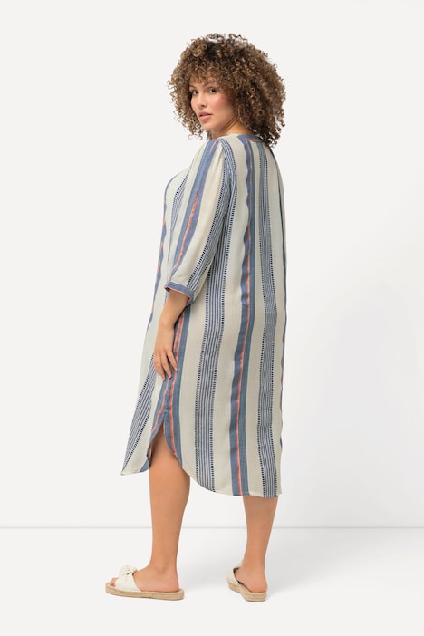 Kaftan, Musterstreifen, Oversized, V-Ausschnitt, 3/4-Arm