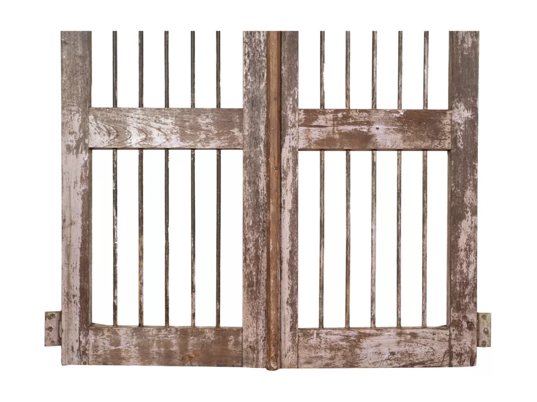 BISCOTTINI Portail - Bois Massif et Fer Finition Antique - Clôture en Fer - Portail en Métal - Porte Décorative - Portail d'Entrée - Clôture en Bois - Intérieur et Extérieur - 91x6x113cm