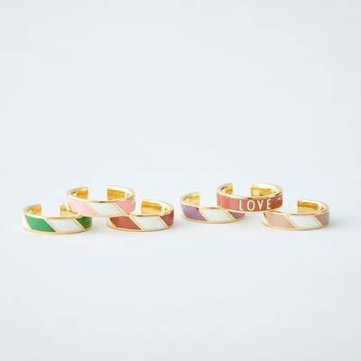 Design Letters Candy Ring Stripete, Rose/Hvit