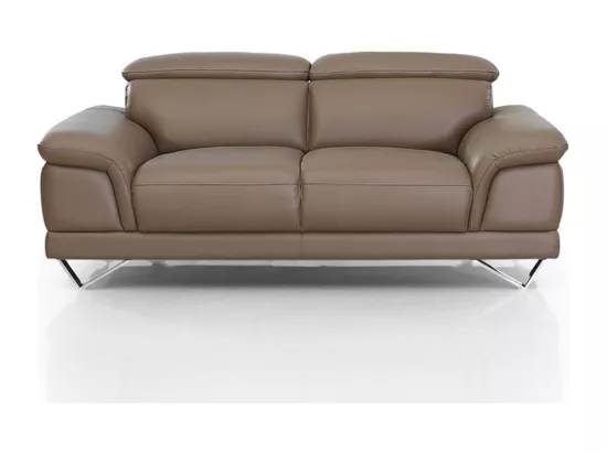 Canapé en cuir 2 places BRAME Marron - Angle Droit