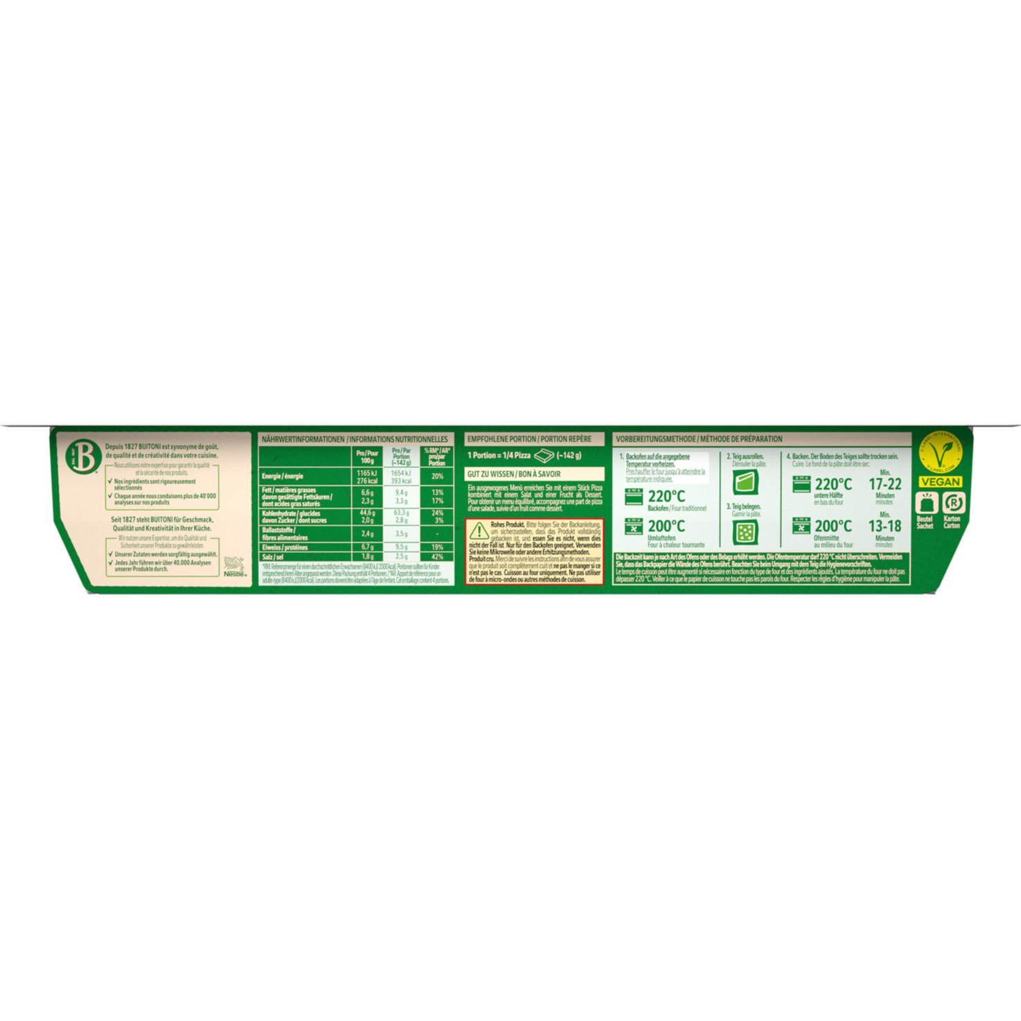 Buitoni Pizzateig Classica Original Eckig Ausgewallt 25x38cm