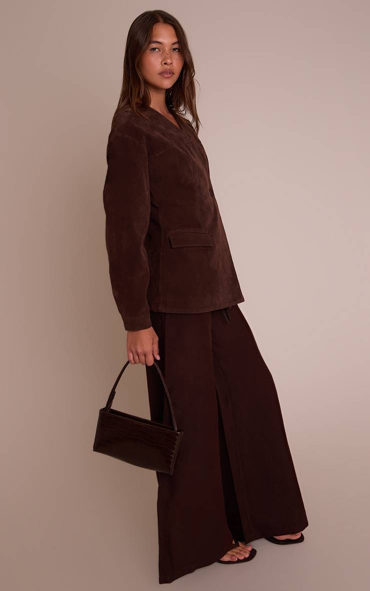 Chocolat Blazer Asymétrique En Synthétique