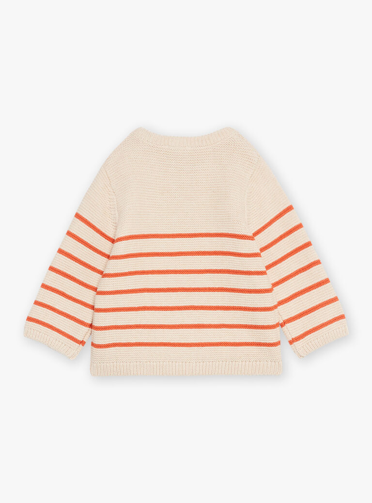 Pull beige clair à imprimé à rayures