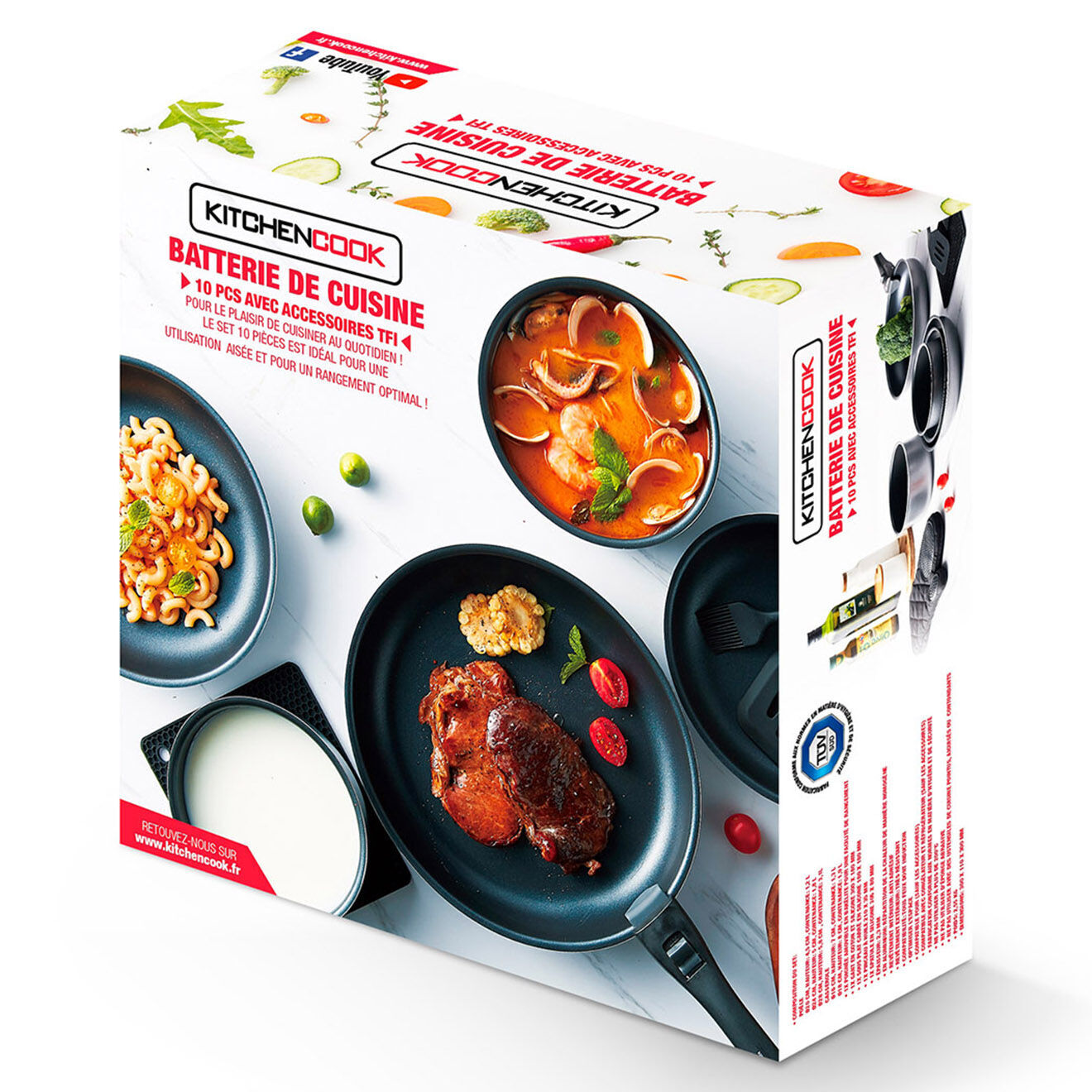 Kitchencook Batterie de cuisine grise - 10 pièces