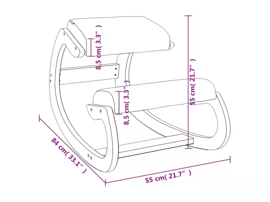 Chaise assis-genoux noir 55x84x55 cm contreplaqué de bouleau
