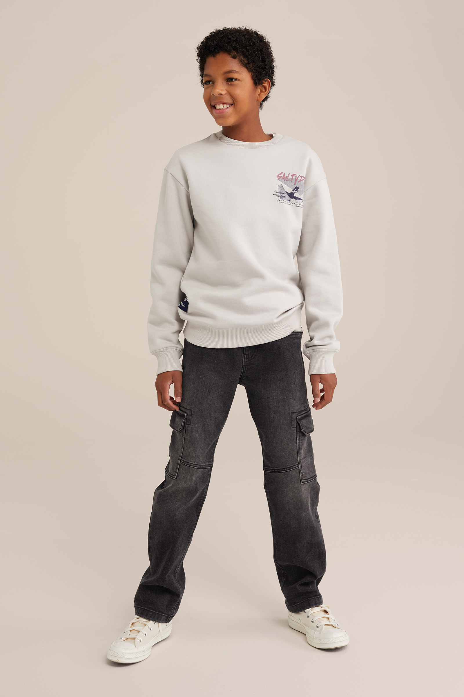 Jongens sweater met opdruk Salty Dog Beige