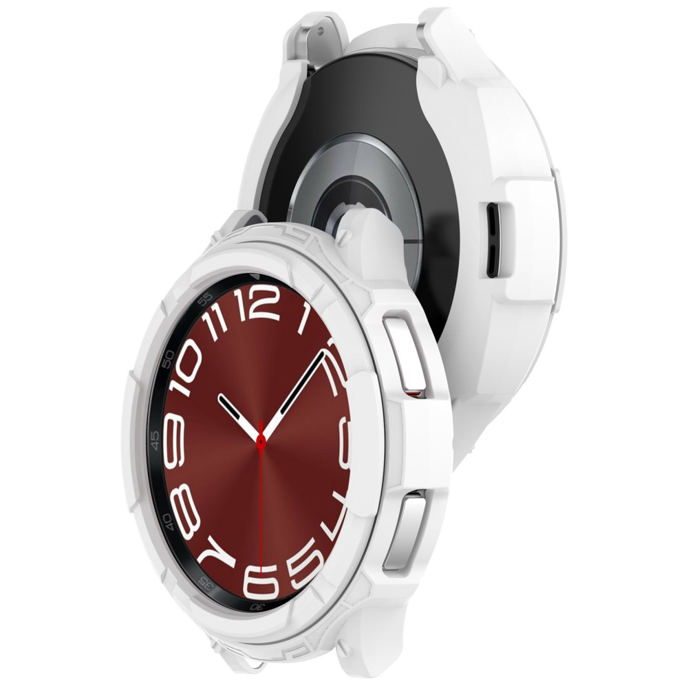 Samsung Galaxy Watch 6 Classic (43mm) Gummi Hülle Bumper mit Lünettenring - Weiss