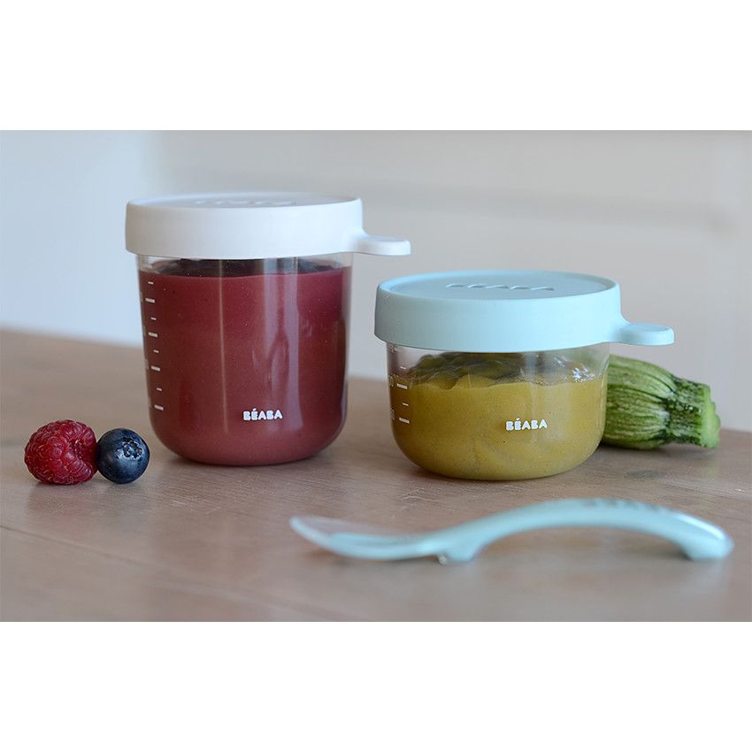 Pot de conservation en verre 150 ml – Bleu - Ecru