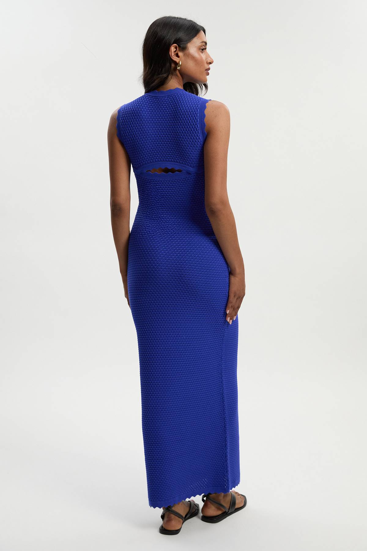 KarenMillen Robe Longue Tricotée à Dos Croisé et Point Texturé