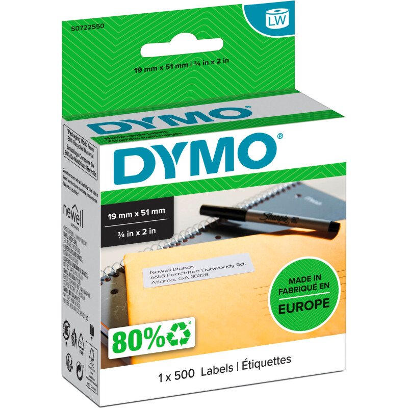 Etiquette 19 x 51 mm Dymo - Rouleau de 500
