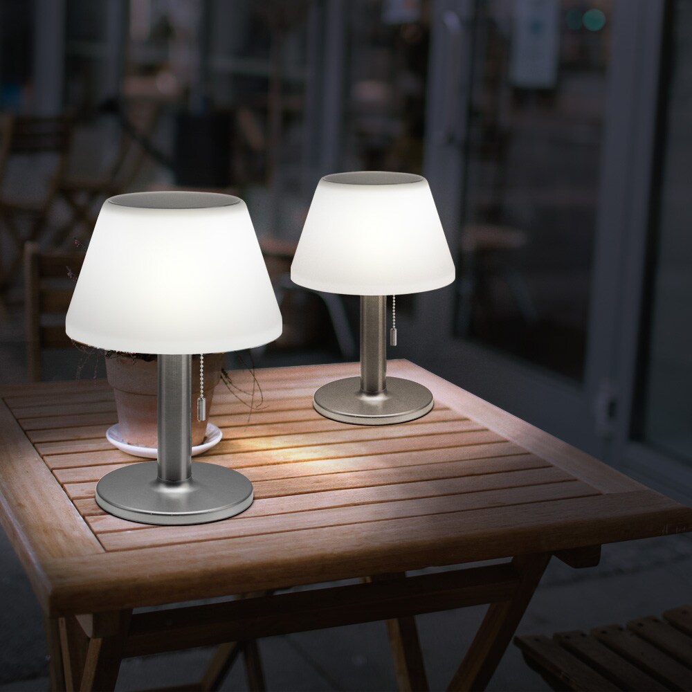 2er Set LED Solar Tischleuchte, Kunststoff, weiß, Höhe 28 cm