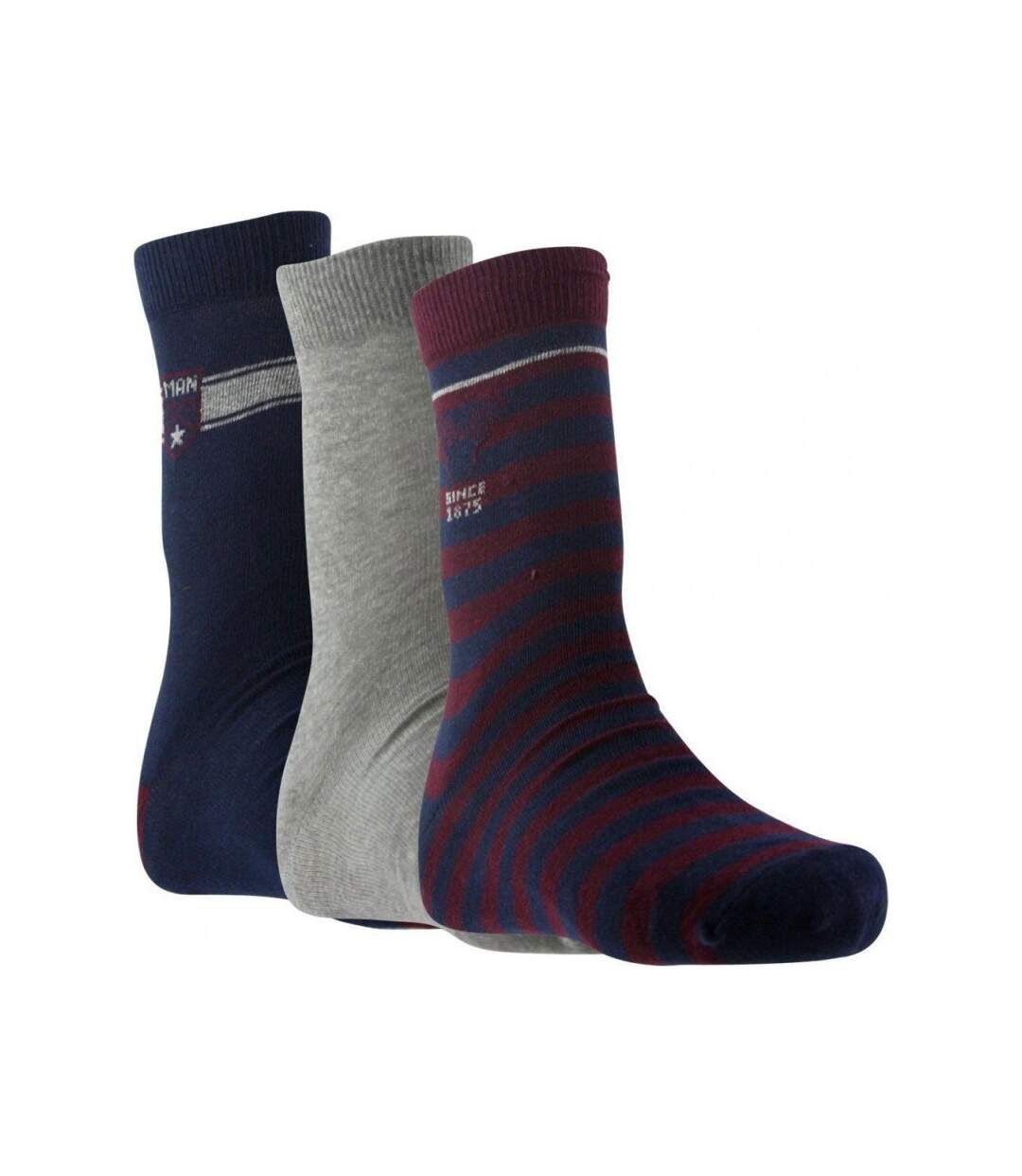TWINDAY Lot de 3 paires de Chaussettes Homme Coton MAN Bordeaux Marine
