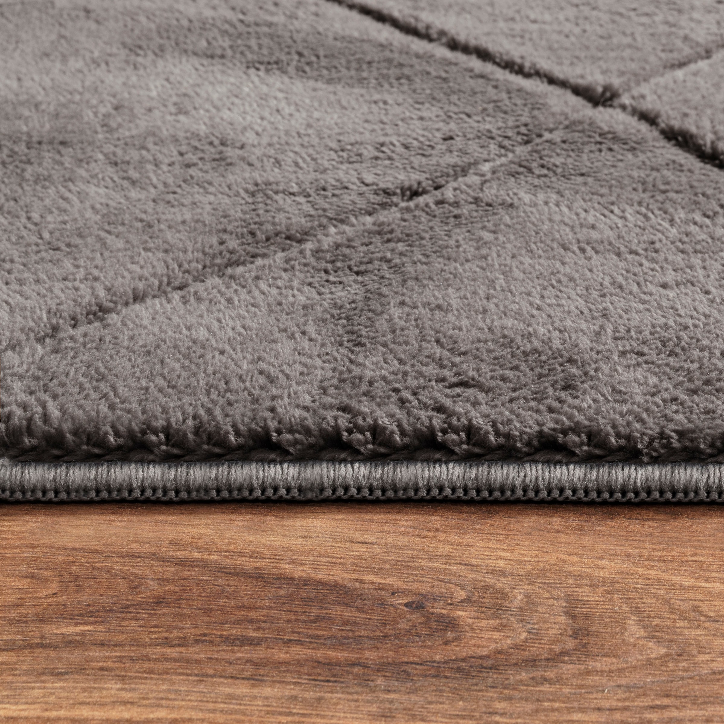Paco Home Teppich »Utrecht 641« rechteckig 4 mm Höhe Kurzflor, Uni Farben, 3D-Design, Rauten Muster, besonders weich