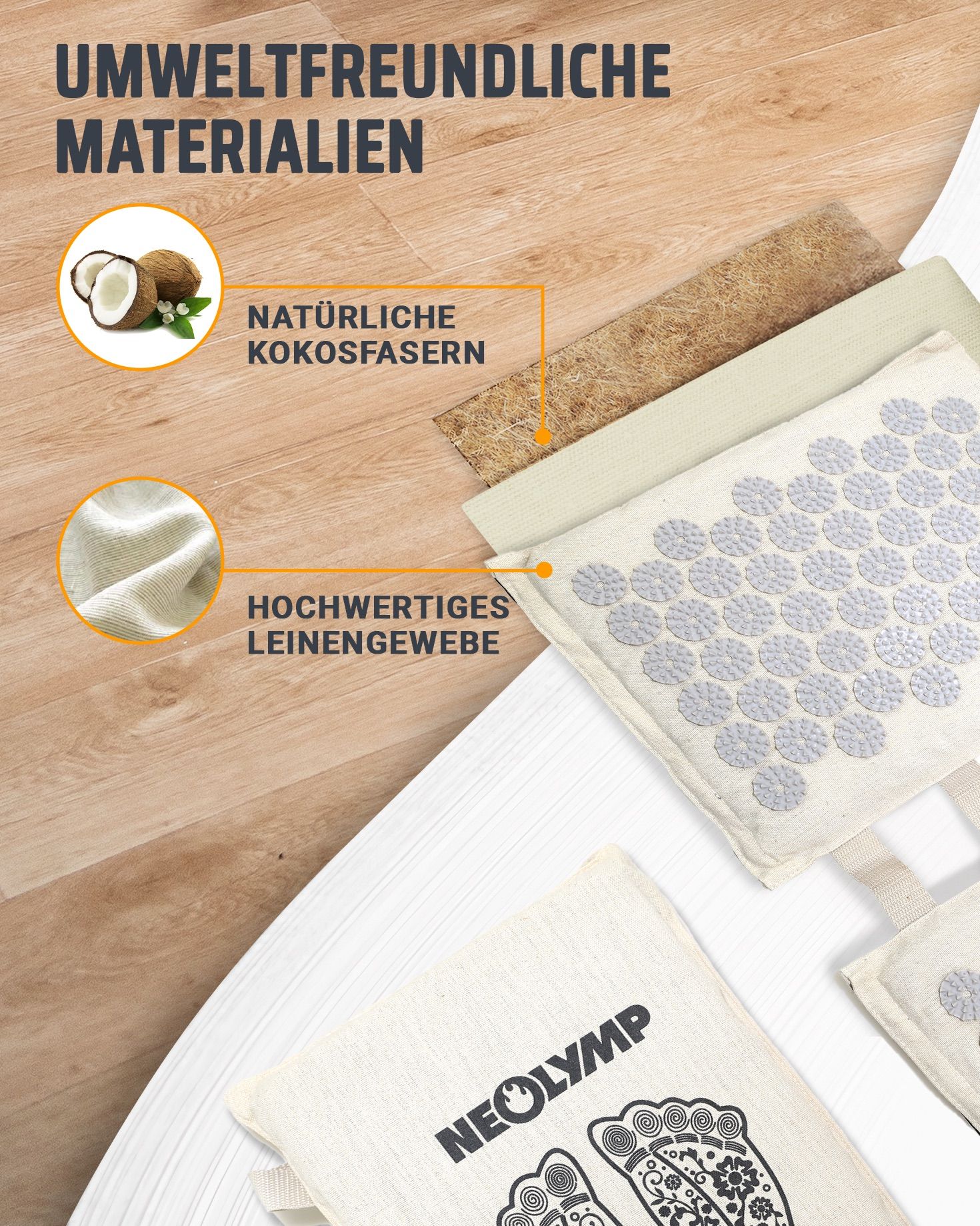 NEOLYMP Akupressur Fußmatte Beige
