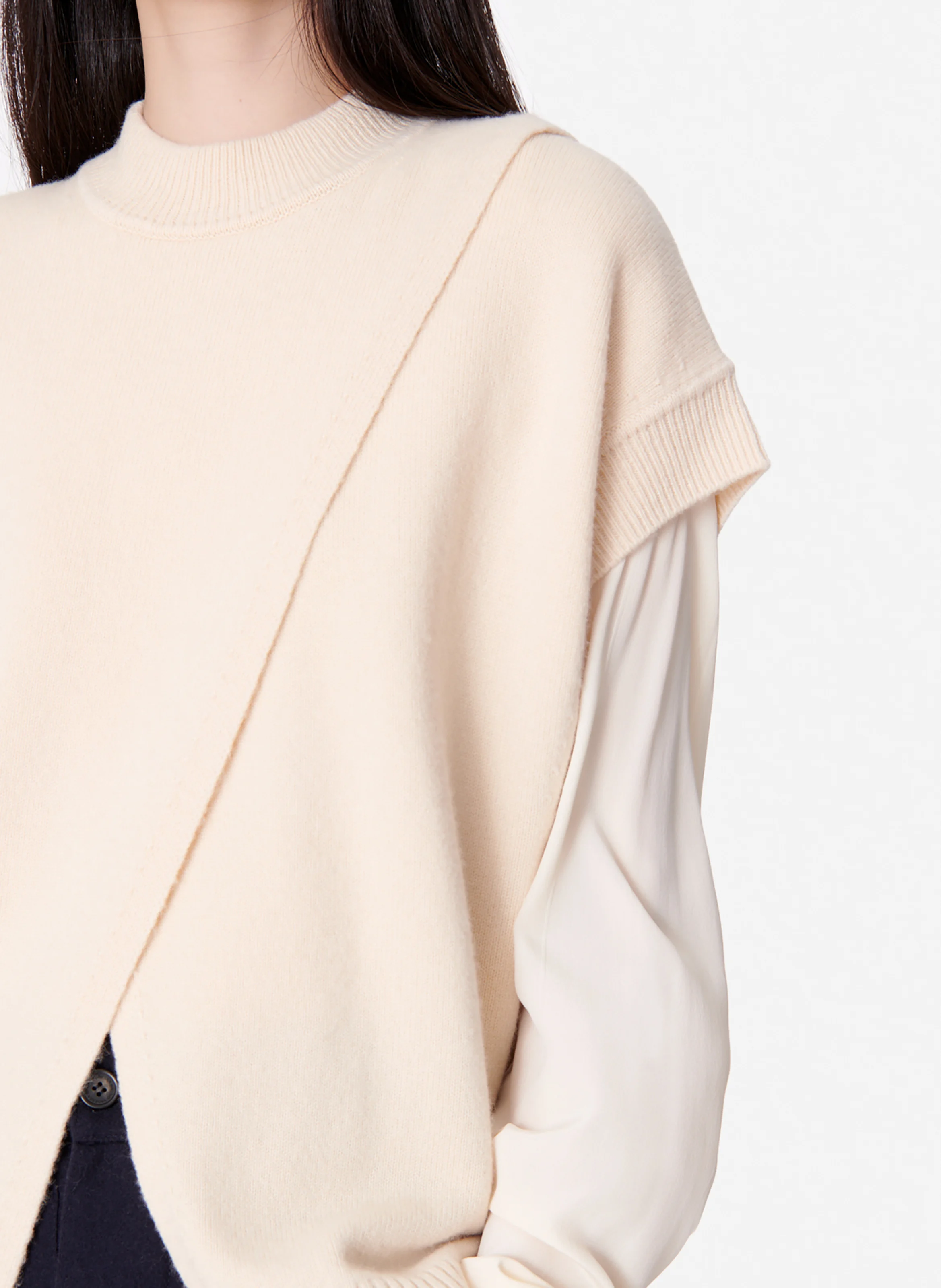 BELINA - Pull col rond ample en laine | Blanc