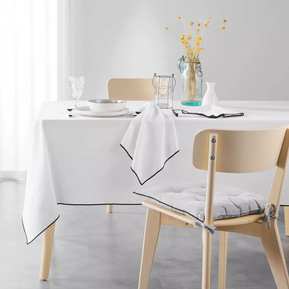 Lot de 3 serviettes coton recyclé (40 x 40 cm) Mistraline Blanches