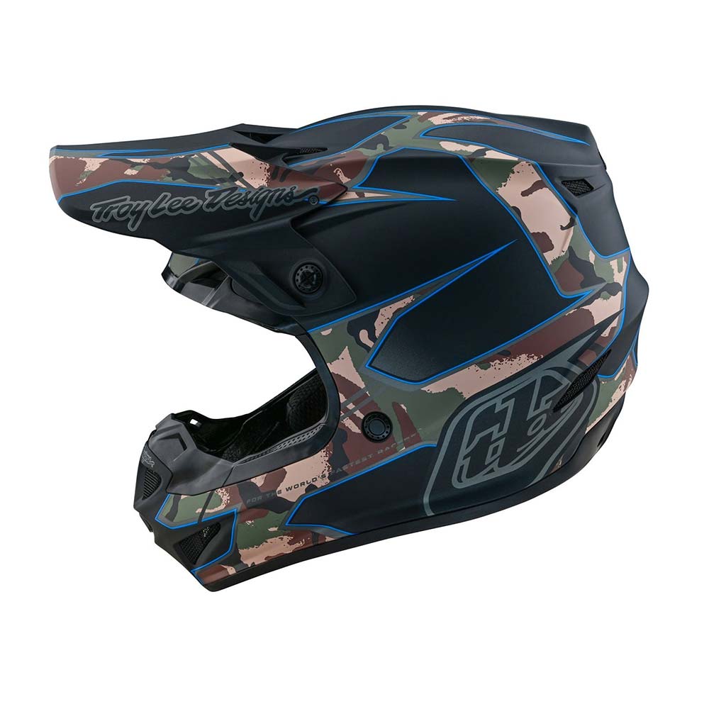 Troy Lee Designs - Casque SE4 Polyacrylite Matrix Camo Noir / Camouflage Kaki / Bleu