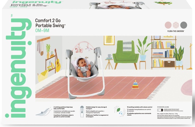 ingenuity Babyschaukel »Comfort 2 Go, Flora Unicorn« bis 9 kg tragbar