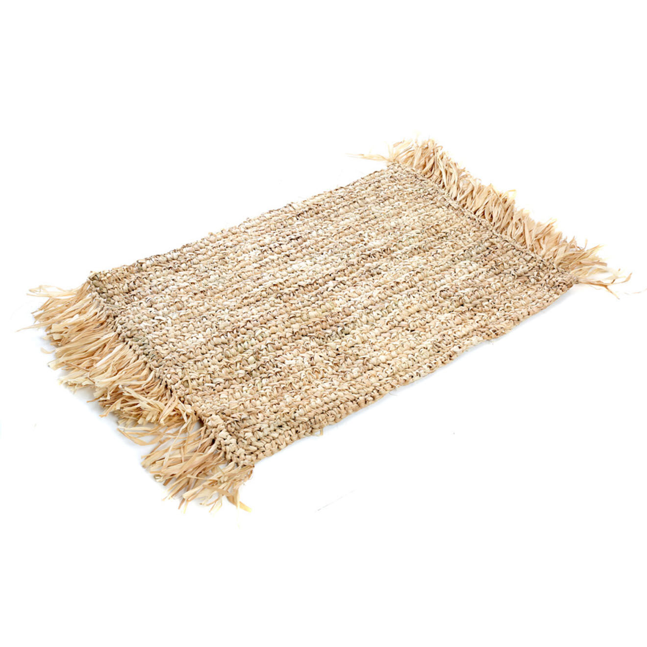 Bazar Bizar Set de table rectangulaire à franges Raphia naturel - 60x35 cm
