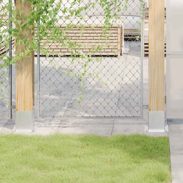 vidaXL Stolpebunner firkantet 4 stk sølv 121x121 mm galvanisert stål