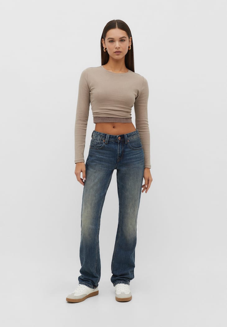 Calça jeans D94 de cintura baixa e corte reto