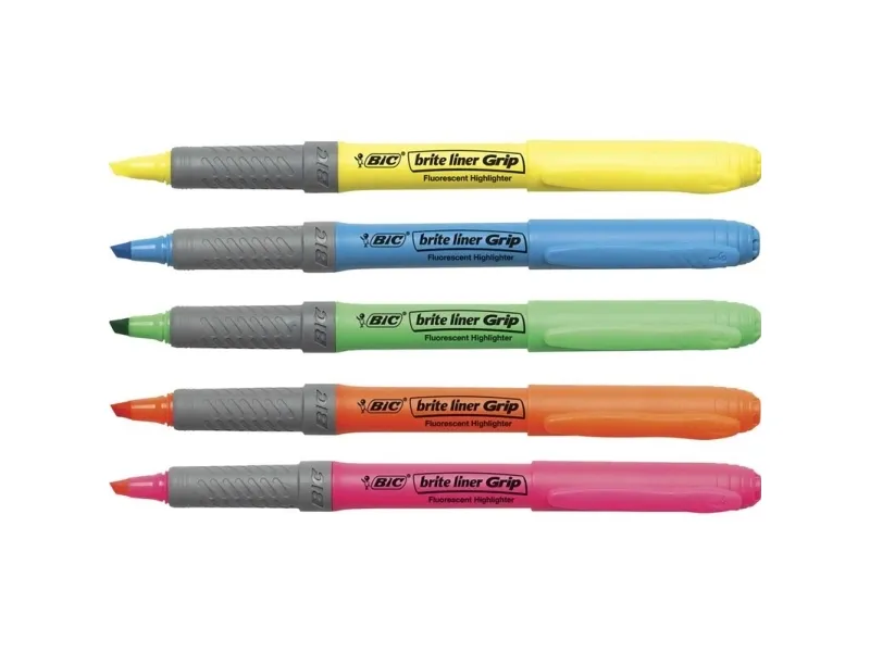 Overstregningspen BIC Highlighter Grip pink med skrå spids - (12 stk.)