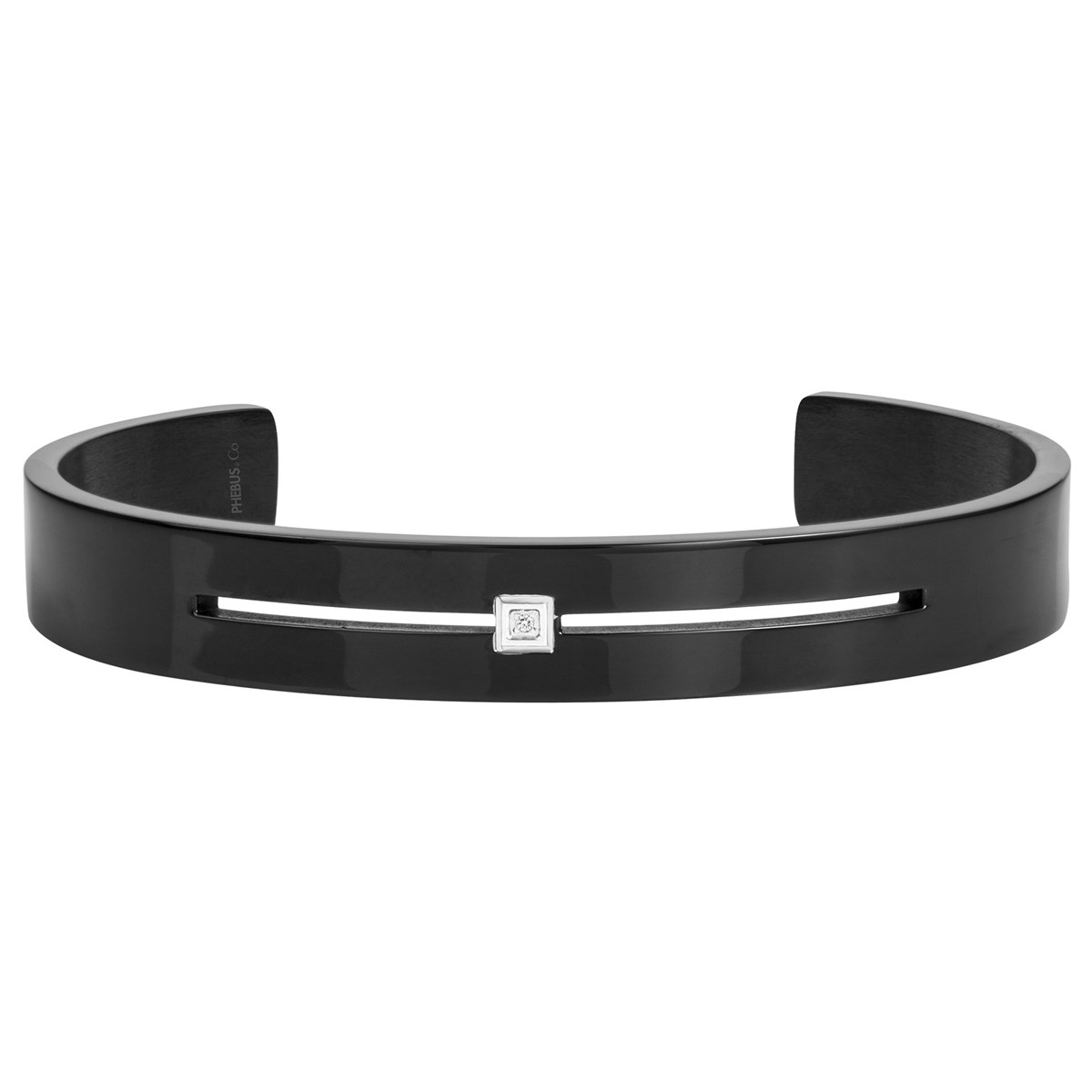 Jonc ouvert Billy en PVD avec diamant