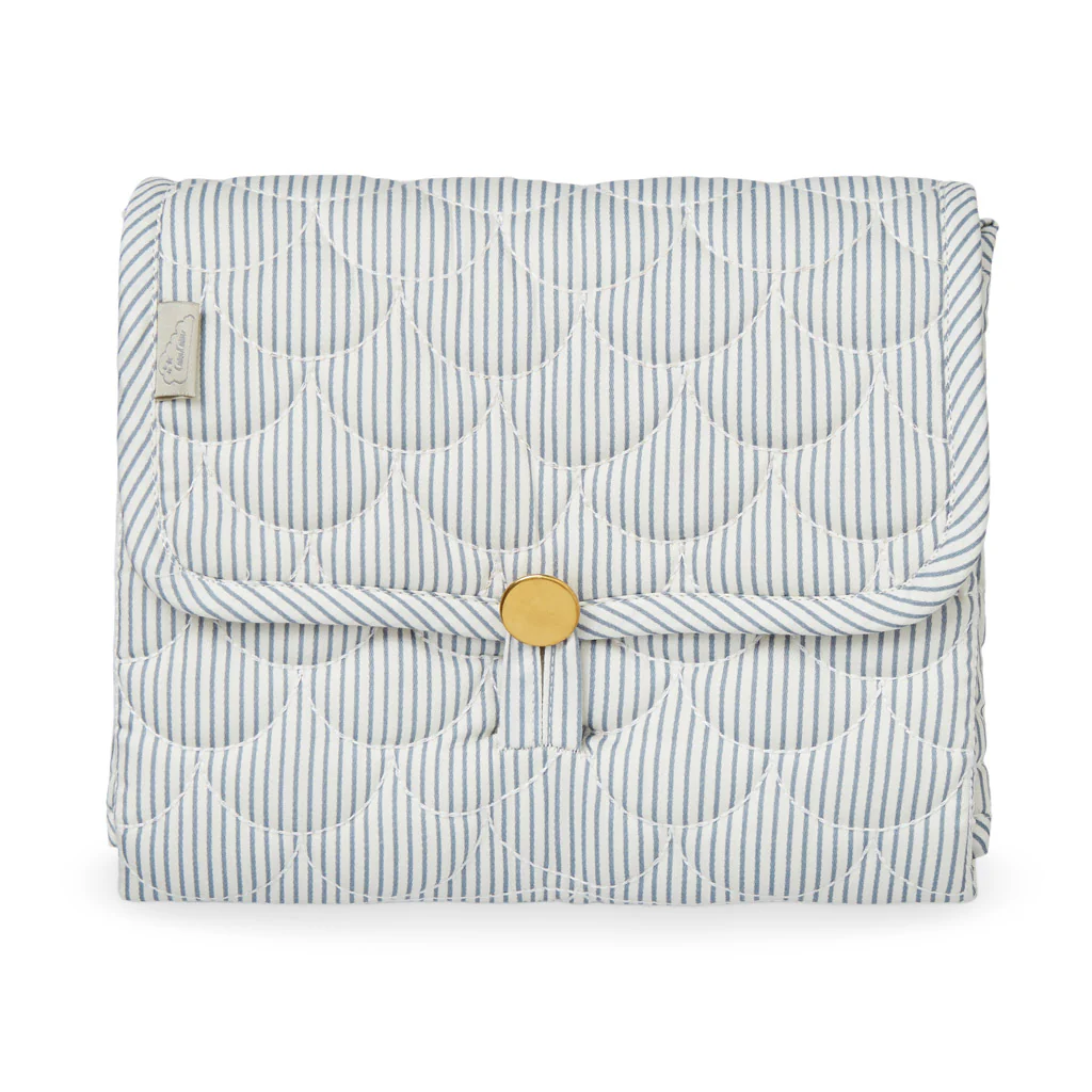 Pusle Underlag, Quiltet - OCS Classic Stripes Blue, Praline