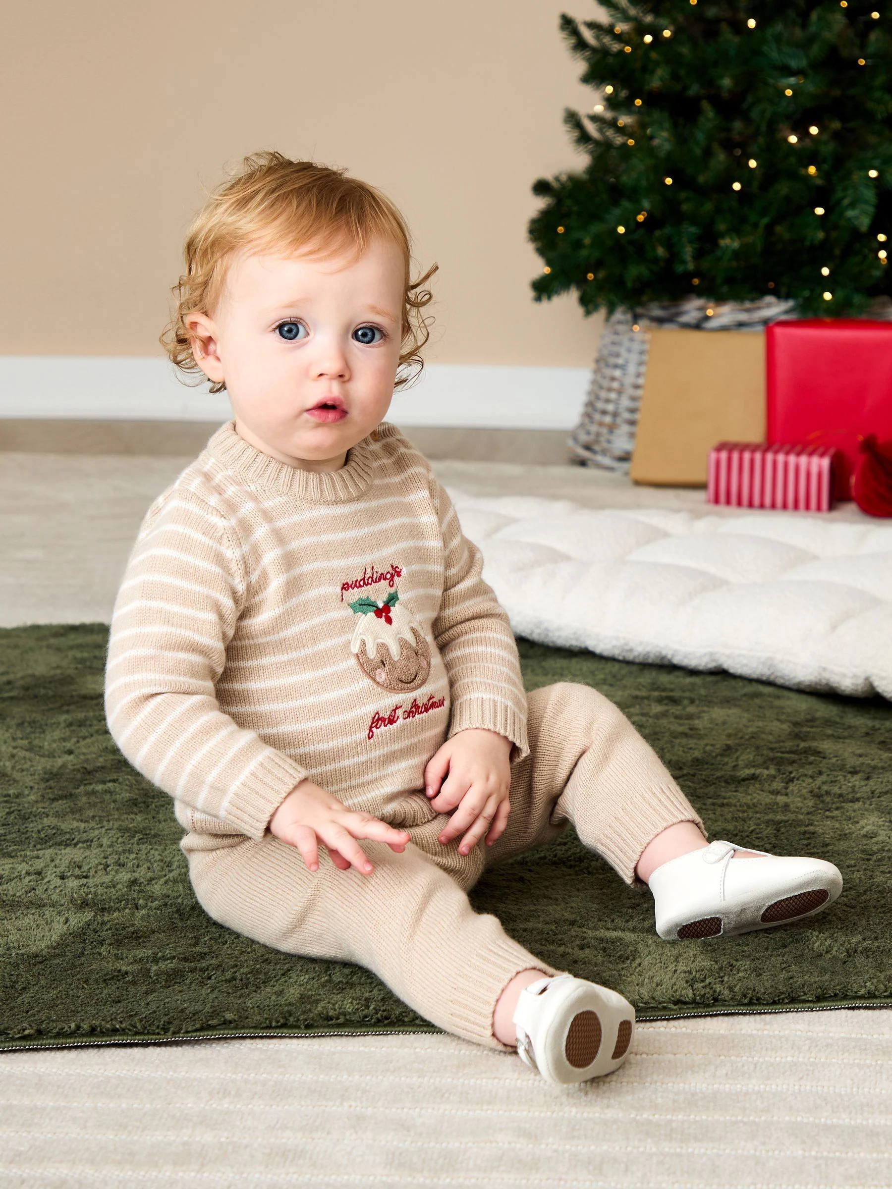JoJo Maman Bébé - Gebreide set 'My First Christmas Pudding'