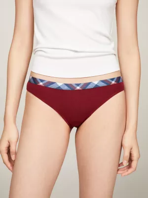Conjunto de presente com 3 calcinhas fio dental xadrez tartan