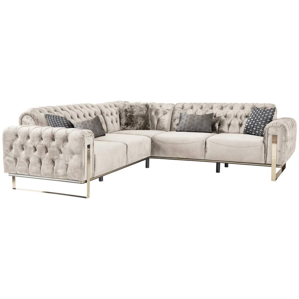 Livetastic Ecksofa Beige Textil Uni 4-Sitzer