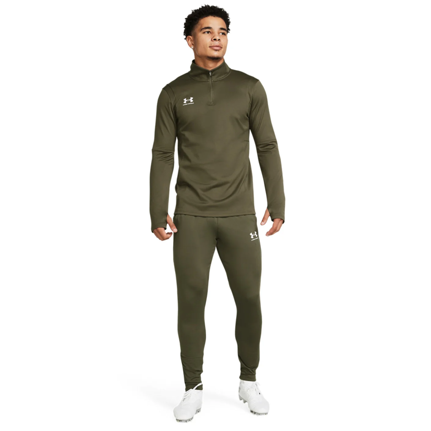 Under Armour Challenger Trainingspak 1/4-Zip Olijfgroen Wit