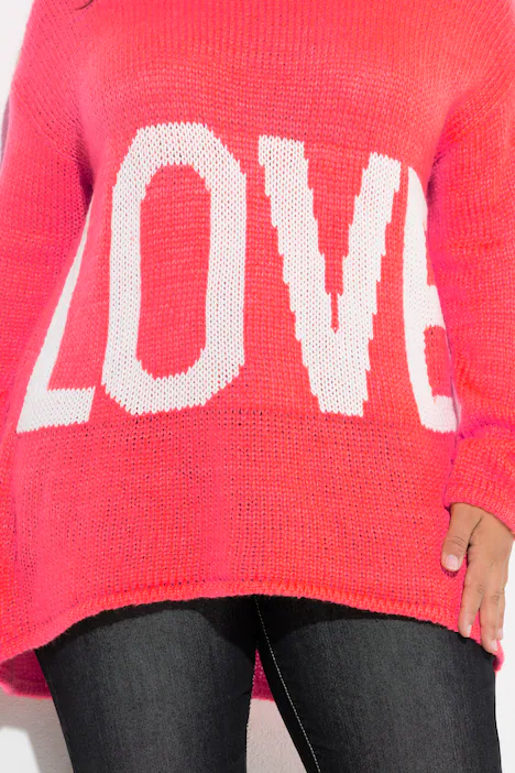 Pullover, A-Linie, LOVE-Schriftzug, koralle