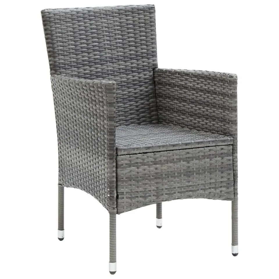 vidaXL - 5-delige Tuinset grijs - Poly rattan en glas - 80x80 cm