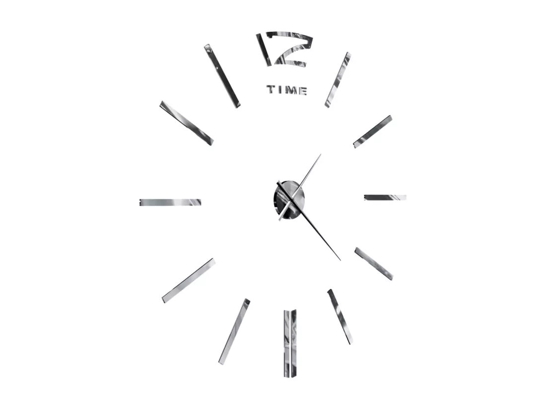 Horloge murale 3D Design moderne 100 cm XXL Argenté