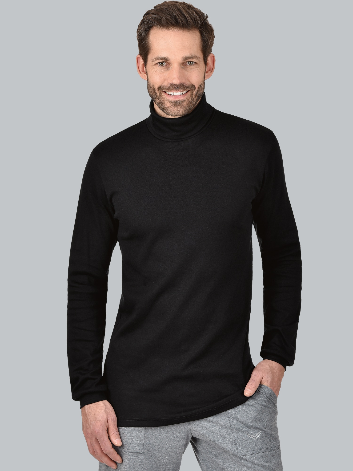 Langarm Ski/Sportrollkragenpullover Schwarz