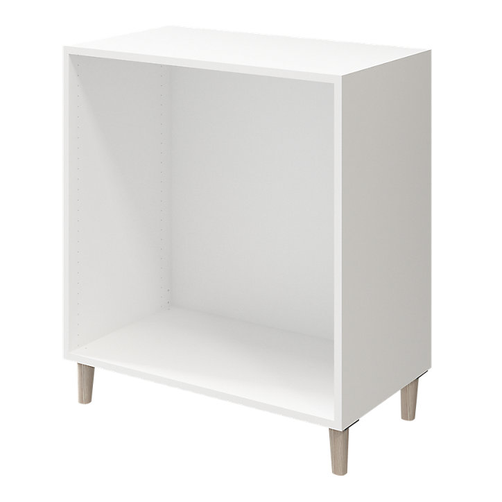 Commode sur pieds blanche et effet chêne 4 tiroirs GoodHome Atomia H. 86 x L. 75 x P. 47 cm