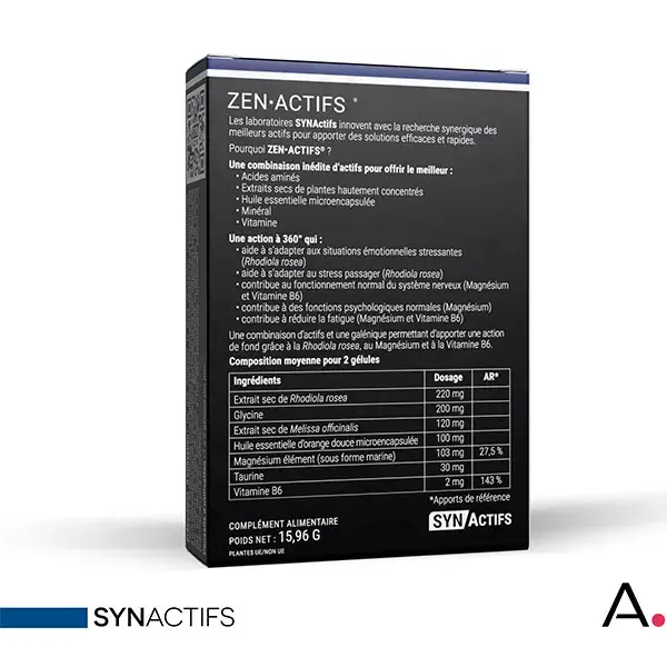 Aragan - Synactifs - Zenactifs® - Anti-Stress - Rhodiola, Erva-cidreira - 30 cápsulas