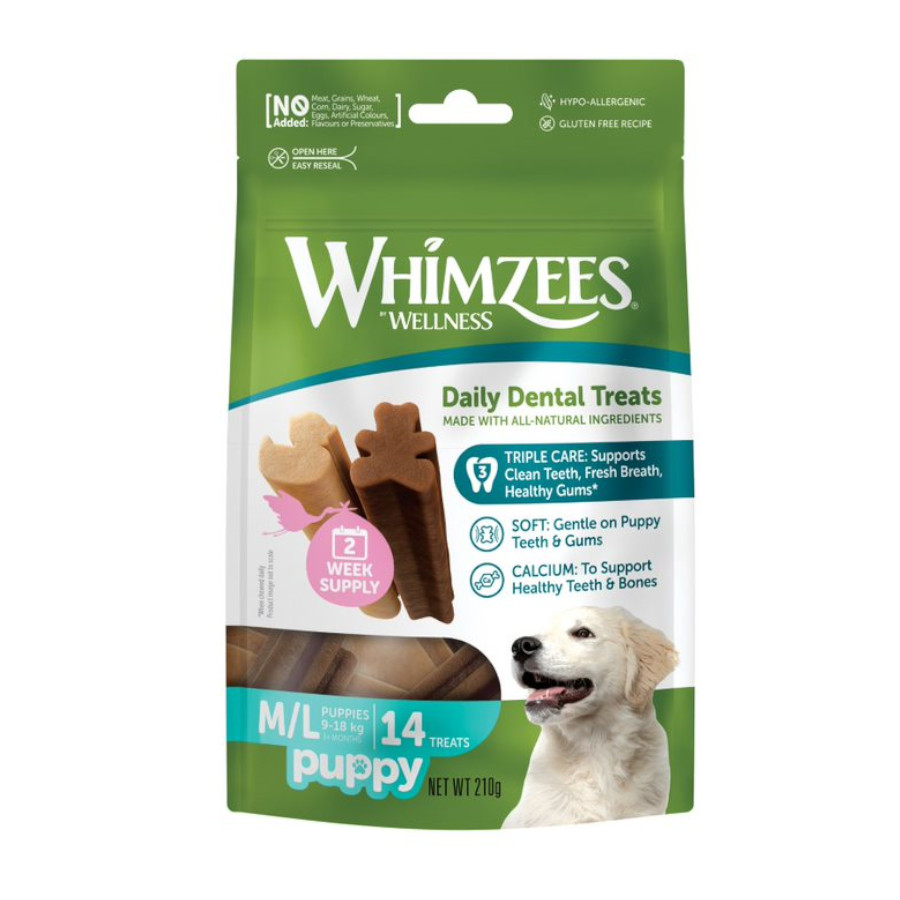 Whimzees Puppy M/L Petiscos Naturais para a Saúde Dental de Filhotes