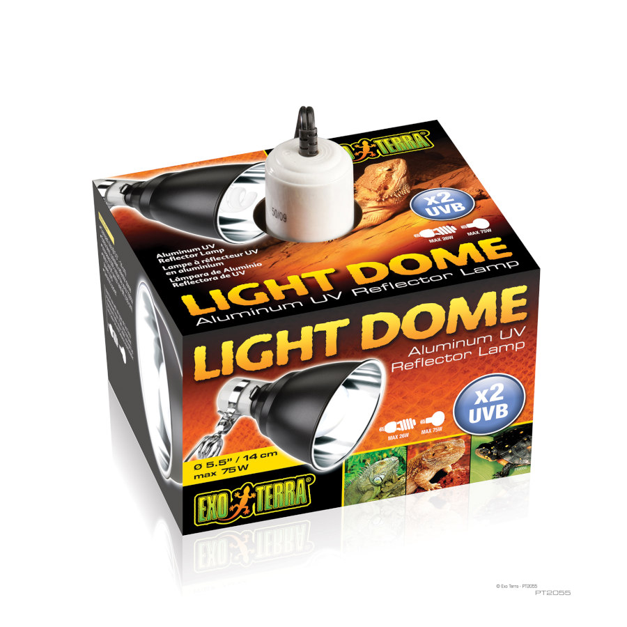 Suporte de lâmpada Exo Terra Light Dome em alumínio com reflexão UV