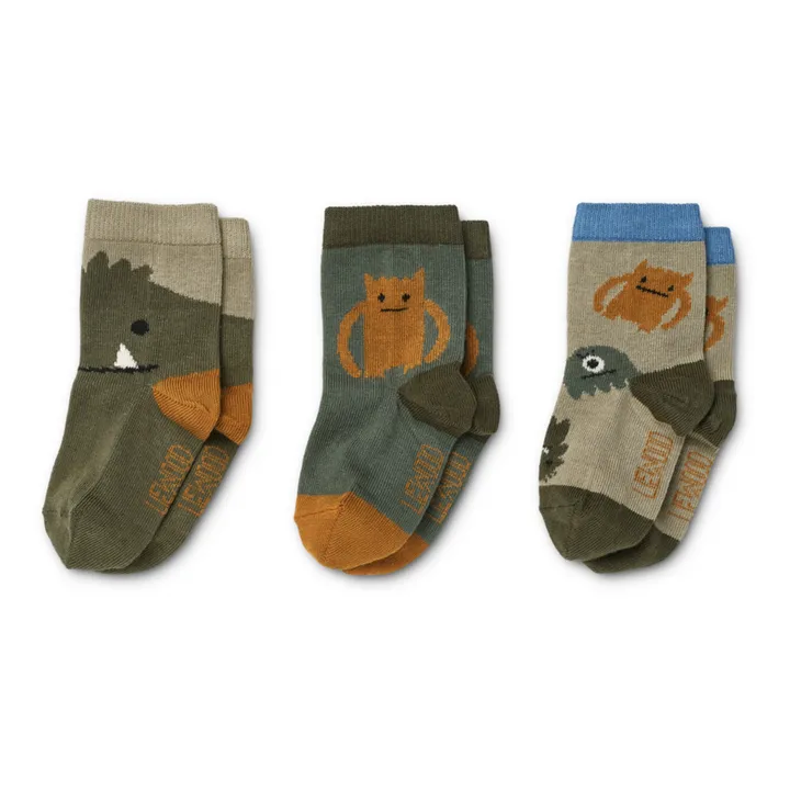 Liewood Lots 3 Paires Chaussettes Monstres Silas  | Bleu